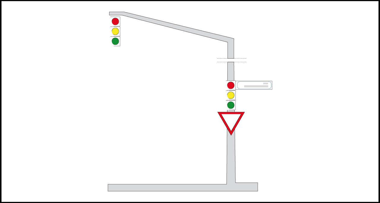 Fig. II 290 Art.133 – Segnale nome-strada applicato a palo semaforico